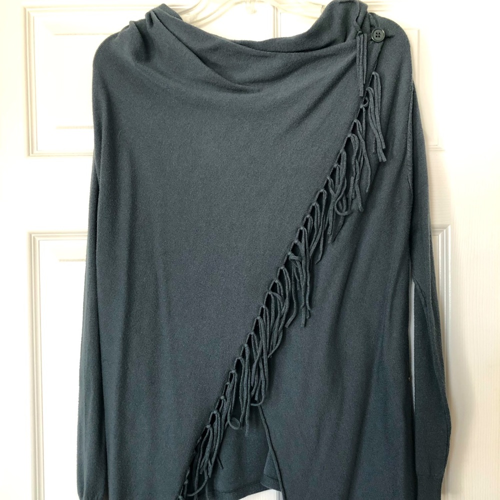 Lovestitch S Wrap Cardigan w Fringe Detail